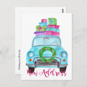 Neue Adresse Klassischer Weihnachtswagen Postkarte (Vorne/Hinten)