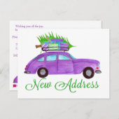 Neue Adresse Klassischer Weihnachtswagen Postkarte (Vorne/Hinten)