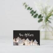 Neue Adresse Leuchtende Weihnachtshäuser Begleitkarte (Stehend Vorderseite)