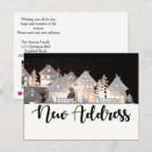 Neue Adresse Leuchtende Weihnachtshäuser Postkarte (Vorne/Hinten)