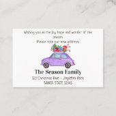 Neue Adresse Lila Fiat 500 mit Weihnachtsgeschenke Visitenkarte (Rückseite)