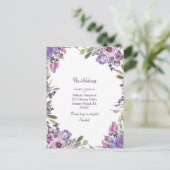 Neue Adresse|Lila Floral Moving Notification Postkarte (Stehend Vorderseite)