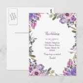 Neue Adresse|Lila Floral Moving Notification Postkarte (Vorne/Hinten)