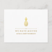 Neue Adresse mit elegantem Gold Ananas Ankündigungspostkarte (Vorderseite)