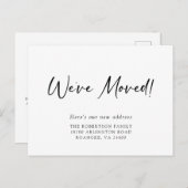 Neue Adresse Moderne Kalligrafie-Ankündigung Ankündigungspostkarte (Vorne/Hinten)