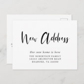 Neue Adresse Moderne Kalligrafie Ankündigungspostkarte (Vorne/Hinten)