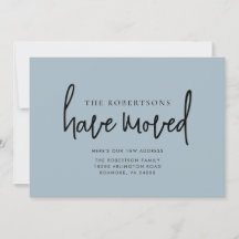 Neue Adresse Moderne Kalligrafie Dusty Blue Moving