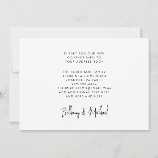 Neue Adresse Moderne Kalligrafie Minimalistisch-Be Ankündigung (Rückseite)