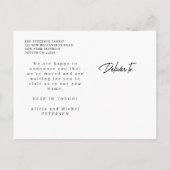 Neue Adresse moderne Skripte bewegen Ankündigungspostkarte (Rückseite)