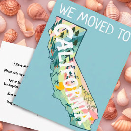 NEUE ADRESSE Move California Staat Illustrierte Ka Postkarte