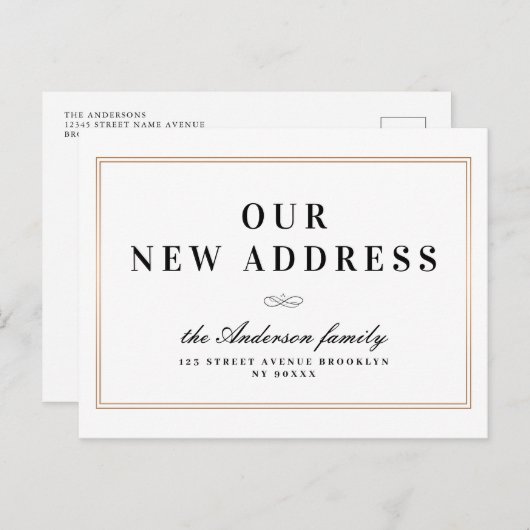 Neue Adresse, neue Zuhause-Goldrahmen Postkarte (Vorne/Hinten)