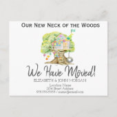 Neue Adresse, neue Zuhause, Hausbaum Ankündigungspostkarte (Vorderseite)