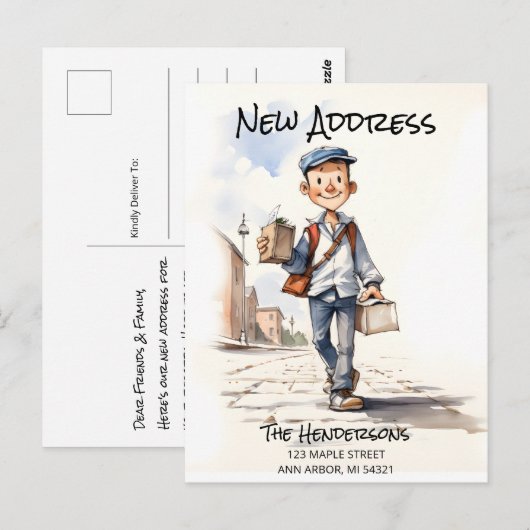 Neue Adresse Neue Zuhause-Moving-Ankündigung Postkarte (Vorne/Hinten)