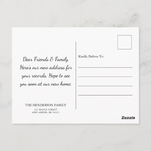 Neue Adresse Neue Zuhause-Muster-Anzeige Postkarte (Rückseite)