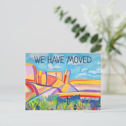 Neue Adresse New Mexico Farbenfrohe Landschaft Kun Postkarte (Stehend Vorderseite)