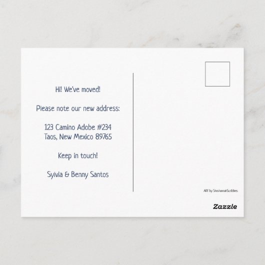 Neue Adresse New Mexico Farbenfrohe Landschaft Kun Postkarte (Rückseite)