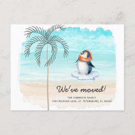 Neue Adresse Niedlich Pinguin Florida Beach Moving Ankündigungspostkarte