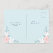Neue Adresse | Niedliche blaue Pastellblume Ankündigungspostkarte (Rückseite)