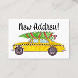Neue Adresse NY Taxi mit Weihnachtsbaum Visitenkarte