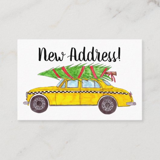 Neue Adresse NY Taxi mit Weihnachtsbaum Visitenkarte (Vorderseite)