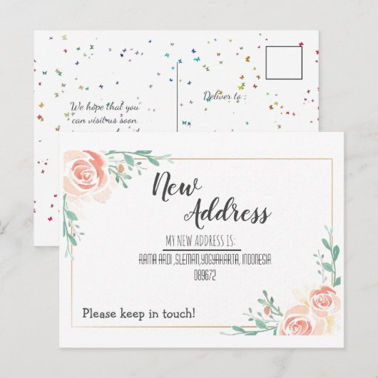 Neue Adresse Postkarte (Vorne/Hinten)