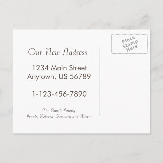 Neue Adresse Postkarte (Rückseite)