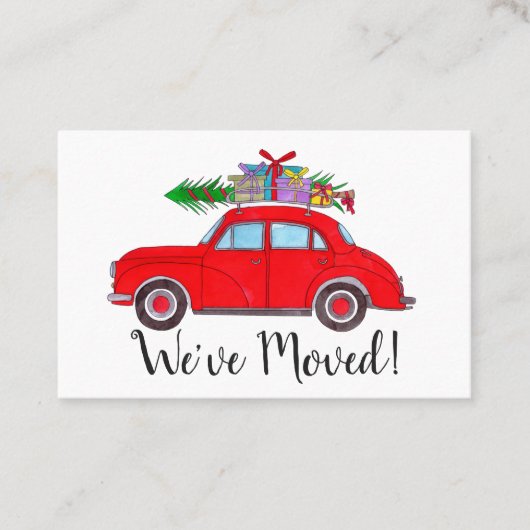 Neue Adresse Red Auto mit Weihnachtsgeschenke Visitenkarte (Vorderseite)