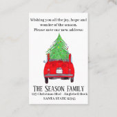 Neue Adresse Red Fiat 500 mit Weihnachtsbaum Visitenkarte (Rückseite)