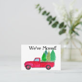 Neue Adresse Red LKW mit Weihnachtsbäumen Visitenkarte (Stehend Vorderseite)