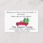 Neue Adresse Red LKW mit Weihnachtsbäumen Visitenkarte (Rückseite)