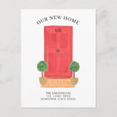 Neue Adresse Red Wassercolor Door Moving Ankündigungspostkarte (Vorderseite)