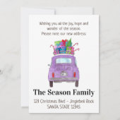 Neue Adresse Retro Fiat 500 mit Geschenken Einladung (Rückseite)