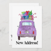 Neue Adresse Retro Fiat 500 mit Geschenken Einladung (Vorne/Hinten)