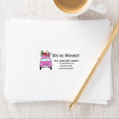 Neue Adresse rosa Auto mit Weihnachtsgeschenken Adressaufkleber (Insitu)