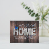 Neue Adresse Rustic Wood ZUHAUSE Postkarte (Stehend Vorderseite)