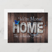 Neue Adresse Rustic Wood ZUHAUSE Postkarte (Vorne/Hinten)