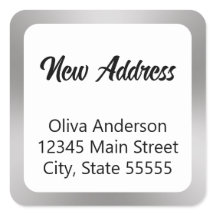 Neue Adresse Silver White und Black Script und Nam