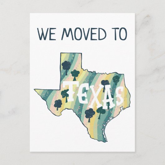 NEUE ADRESSE Verschieben TEXAS Staat Illustrierte  Postkarte (Vorderseite)