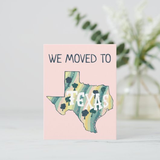 NEUE ADRESSE Verschieben TEXAS Staat Illustrierte Postkarte (Stehend Vorderseite)