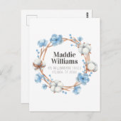 NEUE ADRESSE | Watercolor Cotton Wreath Postkarte (Vorne/Hinten)