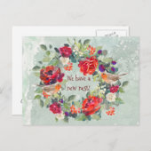 neue Adresse Winter Weihnachtsrobin Postkarte (Vorne/Hinten)