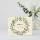 neue Adresse Winter Weihnachtsrobin Postkarte (Stehend Vorderseite)