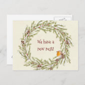 neue Adresse Winter Weihnachtsrobin Postkarte (Vorne/Hinten)
