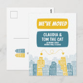 neue Adresse wir bewegen Cartoon Stadt Postkarte (Vorne/Hinten)