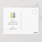 neue Adresse wir bewegen Cartoon Stadt Postkarte (Rückseite)