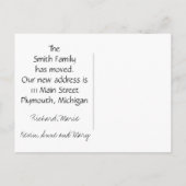 Neue Adresse Wir haben die Postkarte verschoben (Rückseite)