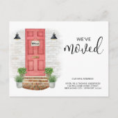 Neue Adresse Wir haben die rote Vordertür für Wass Ankündigungspostkarte (Vorderseite)
