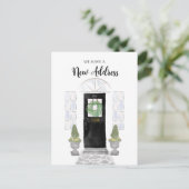 Neue Adresse Wir haben die schwarze Wasserfarbentü Postkarte (Stehend Vorderseite)