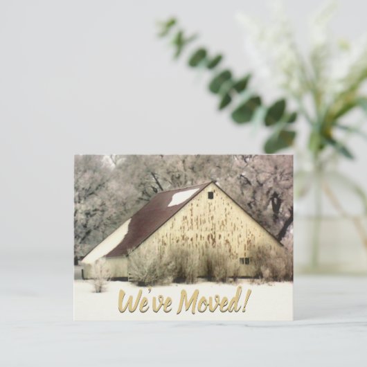 Neue Adresse Wir verlegten Funny Barn Ankündigungspostkarte (Stehend Vorderseite)