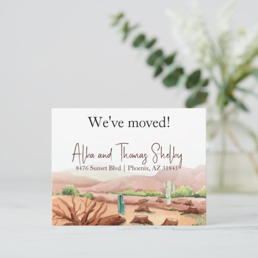 neue Adresse, Wüstenlandschaft, die wir umgezogen Postkarte (Stehend Vorderseite)